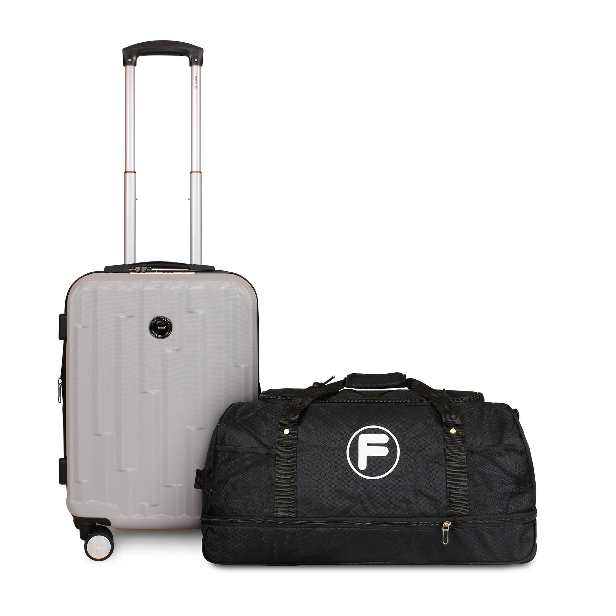 Pack Maleta Cabina S (10 Kg) Flip Gris + Bolso Kong L Negro