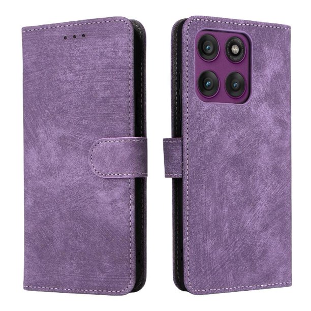 Funda Billetera para Motorola Moto Edge 60S Pro con Soporte - Cartera de Cuero con Ranuras Morado