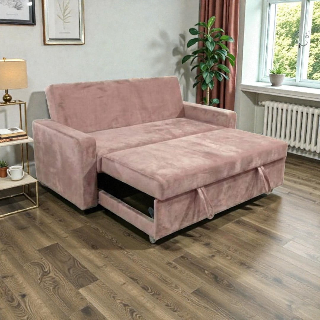 Diseños Valestrini - Sofa Cama Milano Tres Posiciones Felpa Palo Rosa