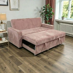 Diseños Valestrini - Sofa Cama Milano Tres Posiciones Felpa Palo Rosa
