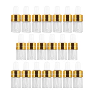 Ioensy - 20 Unidades De Frascos Cuentagotas De Vidrio Vacíos Para Aceites De Perfume Líquidos Dorados 1 Ml