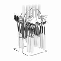 Xmhytop Juego De Cubiertos De Blanco Plata 24 Piezas Flatware Set De Acero Inoxidable, Ideal Para Familias Y Eventos
