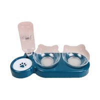 Magideal - Juego De Cuencos 3 En 1 Para Gatos Cuencos De Alimentación Con Inclinación De 15 Degree Comedero Automático Extraíble Cuenco Para Comida Húmeda Y Seca Dispe Azul