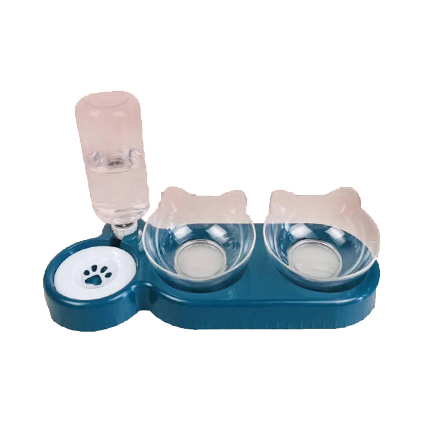 Magideal - Juego De Cuencos 3 En 1 Para Gatos Cuencos De Alimentación Con Inclinación De 15 Degree Comedero Automático Extraíble Cuenco Para Comida Húmeda Y Seca Dispe Azul