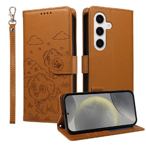 Funda Billetera Foxdock Compatible Con Samsung Galaxy S24, Diseño Perrito Tierno, Ranuras Para Tarjetas Y Soporte Plegable