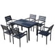thumbnail image 1 of Juego de comedor rectangular 160 cm Terraza, Restaurante, exteriores 6 personas resistente al sol y agua Negro, 1 of 11