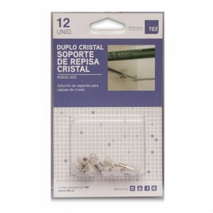 12 Soportes Repisa Niquelado Cristal Duplo Hbt