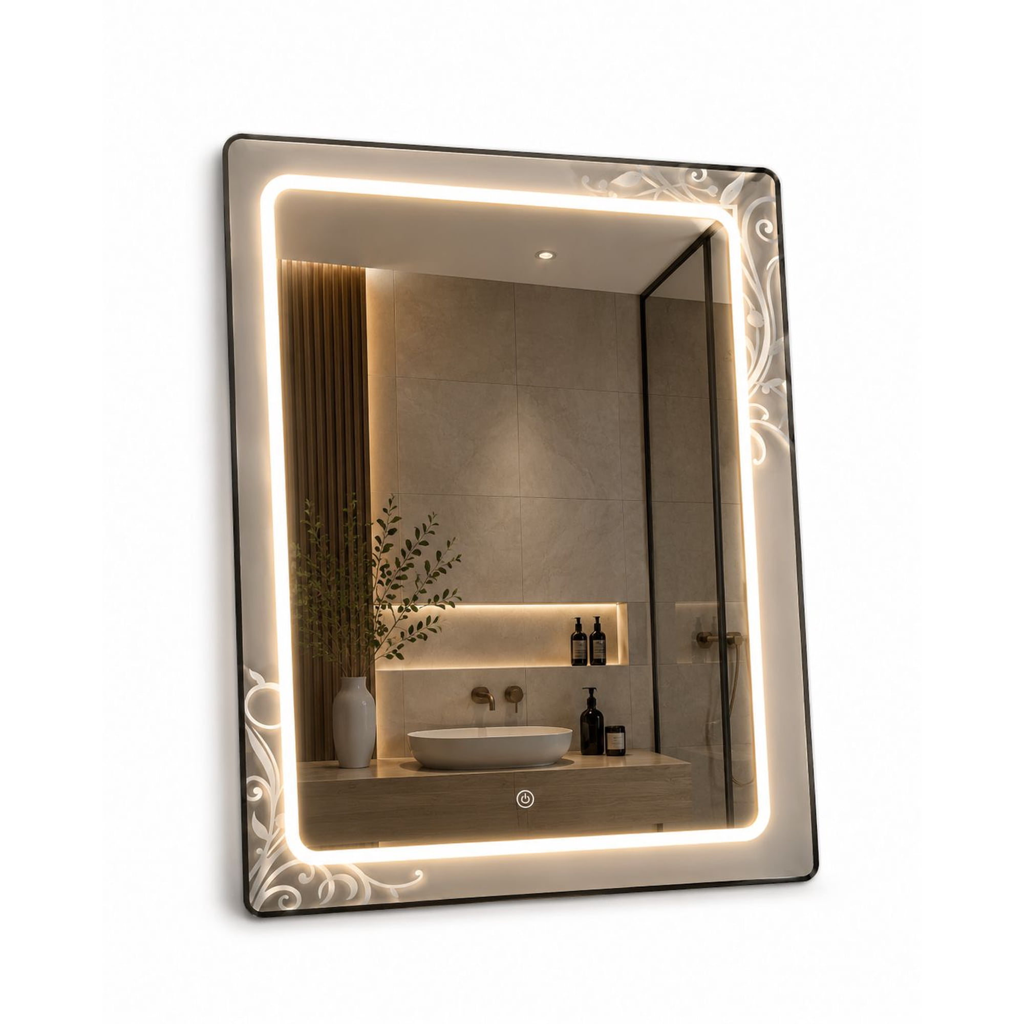 Lore - Espejo Led Decorativo 80x60 Cm | Luz Led Touch | Diseño Elegante Moderno Para Baño