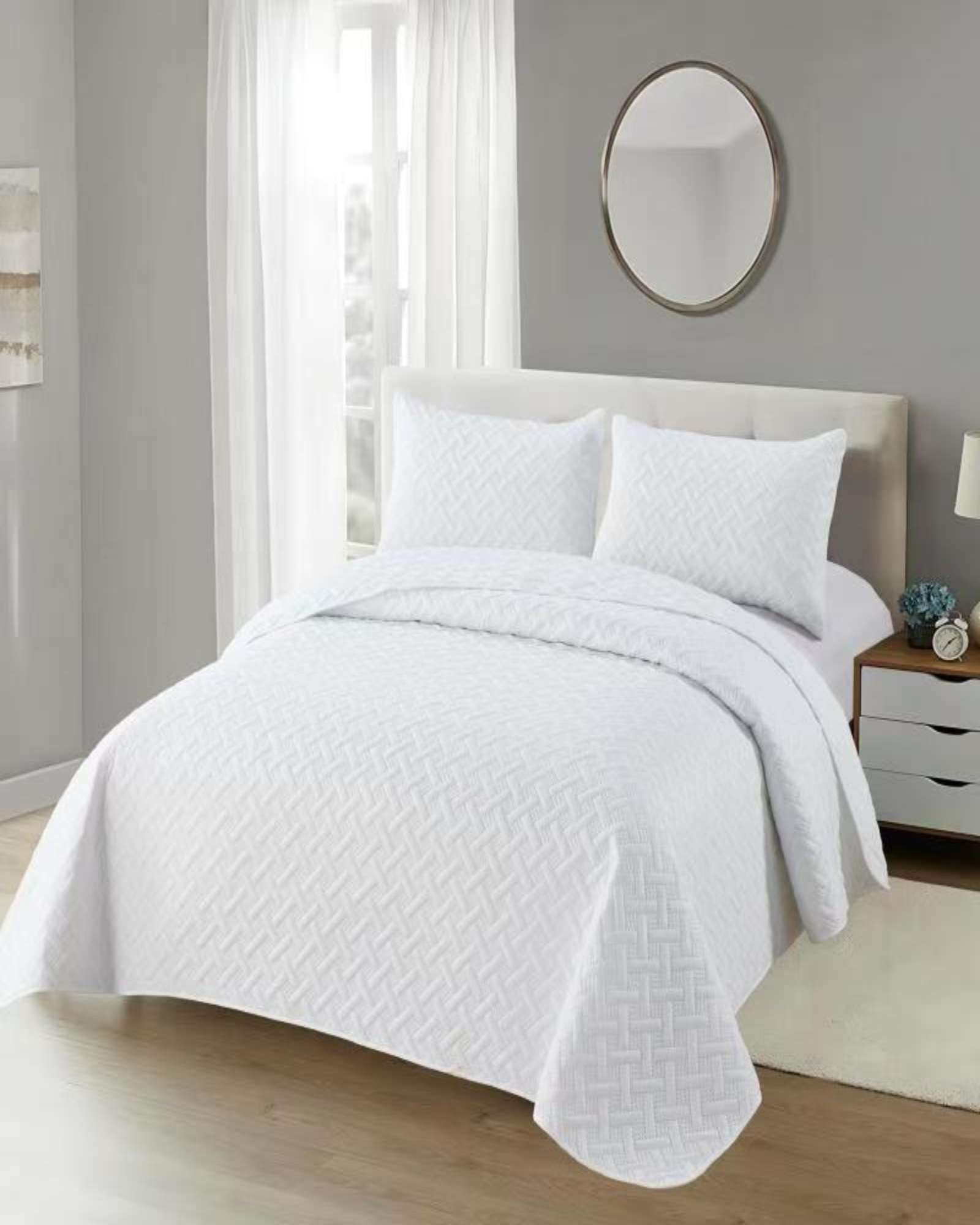 Genérico - Cubrecama Colchas Quilt De Verano Plaza Y Media Blanco