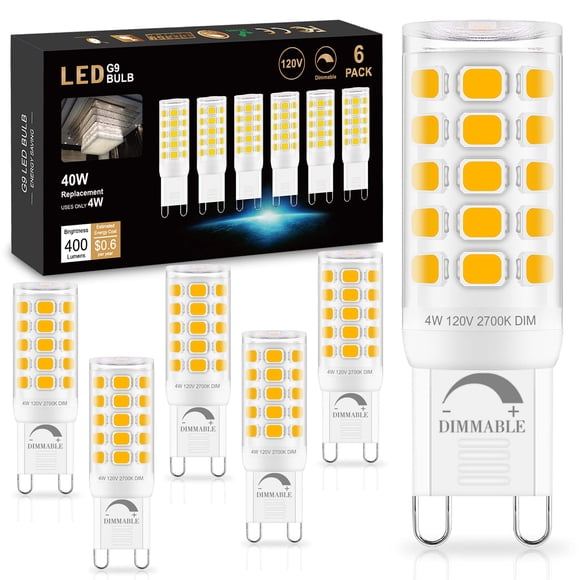 Bombilla LED Sailstar G9, regulable, 2700 K, blanco cálido y suave, 4 W, paquete de 6