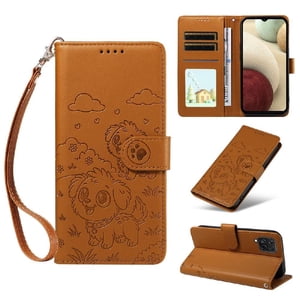 Funda Billetera Foxdock Compatible Con Samsung Galaxy A12/M12, Diseño Perrito Tierno, Ranuras Para Tarjetas Y Soporte Plegable