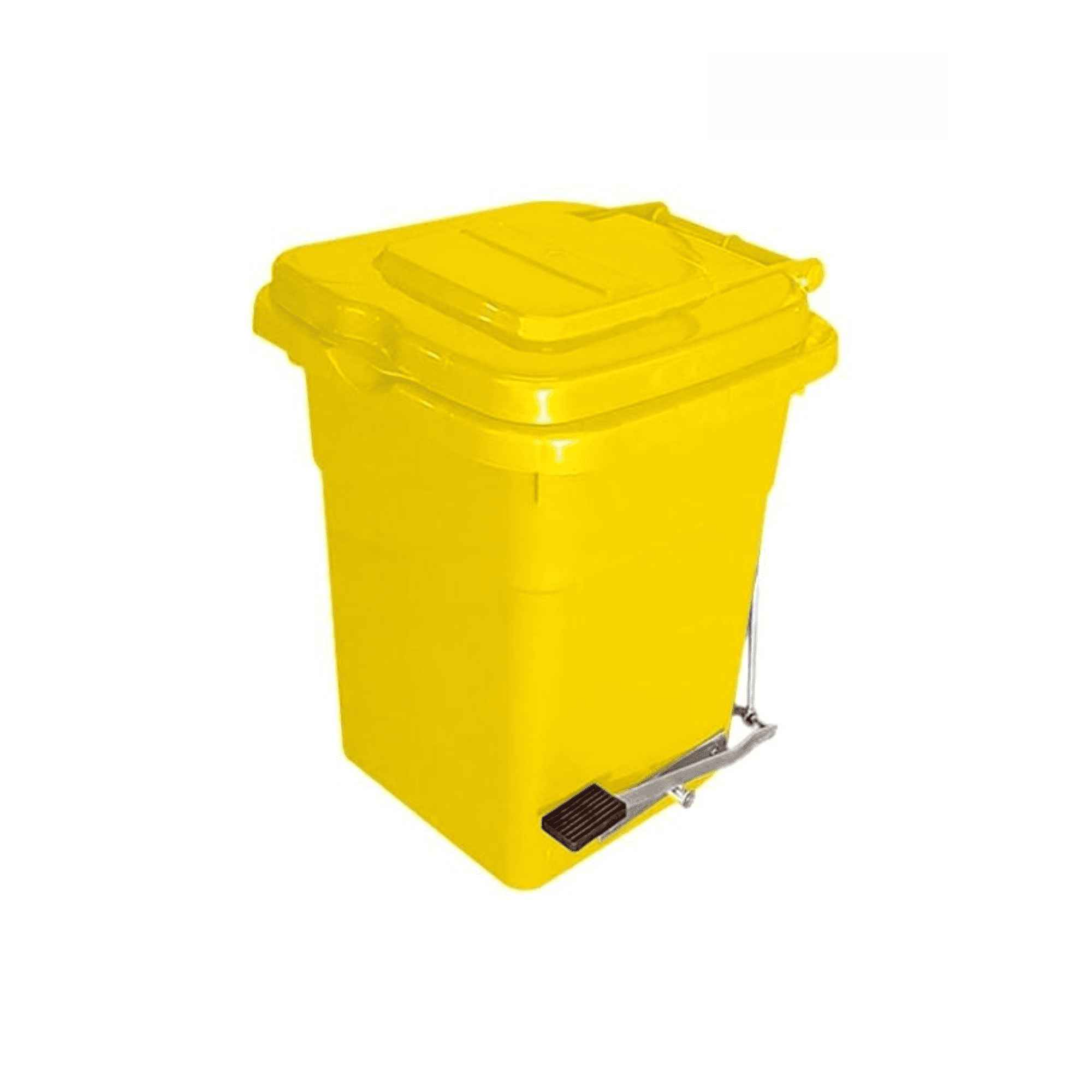 Industrial Partner - Basurero Plastico Con Tapa Y Pedal 50 Litros - Amarillo