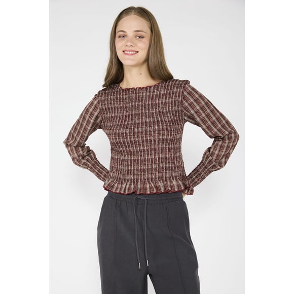 Blusa Elasticada Trini Burdeo vino S
