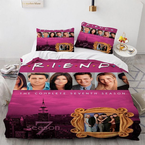 Central Perk Friends White Quilt Duvet Cover Set Bedclothes Doona Cover 3-Piece Bedding Set
