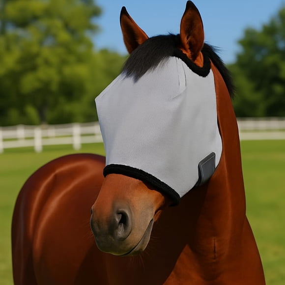 Máscara antimoscas para caballo Yuuigar con protección UV, transpirable y ajustable