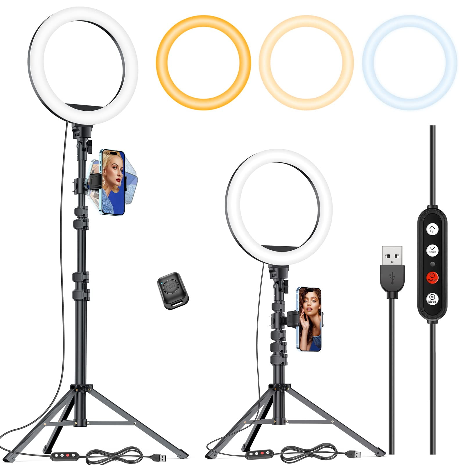 Kaiess - Anillo De Luz 10 2 Para Selfies Con Trípode Y Soporte De 65 Cm