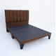 thumbnail image 1 of Cama europea 2 plazas de 150x190 con respaldo de rayas Chocolate Lino y bases divididas, 1 of 2