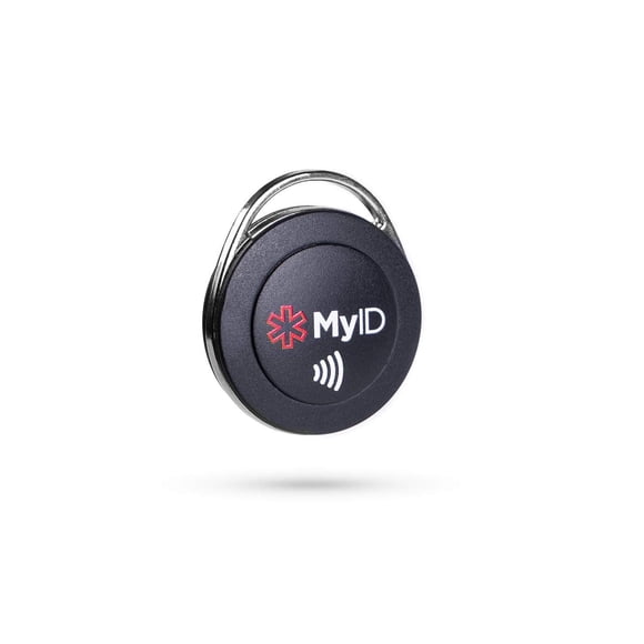Etiqueta MyID de identificación médica con tecnología NFC y código QR