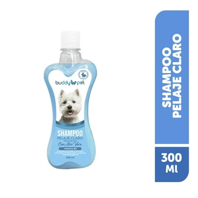 Shampoo Para Perro Pelaje Claro Con Aloe Vera Aroma Frambuesa Y Papaya Botella 300 Ml Buddy Pet