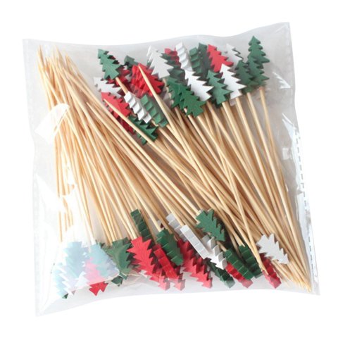 Magideal - Palillos De Comida Navideños Palillos De Dientes Artículos Para Fiestas De Picnic Decoración Navideña Sándwich Aperitivo Brochetas Para Frutas Pastel 50 Piezas