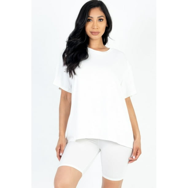 Conjunto De Top Holgado Y Shorts De Ciclista