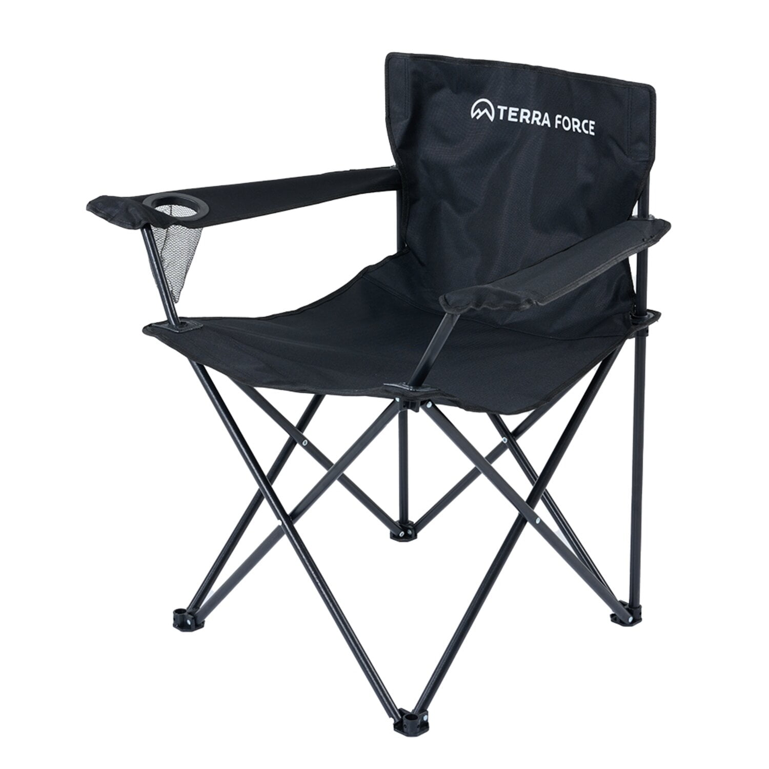 Terra Force - Silla Plegable Camping Con Apoya Brazos Negro