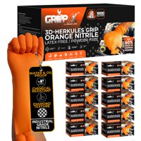 Guantes De Nitrilo Gripxx Herkules Grip Heavy Duty De 8 Mil, Color Naranja