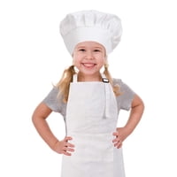 Juego De Delantal Y Gorro De Chef Crjhns Kids Ajustable De Algodón Blanco