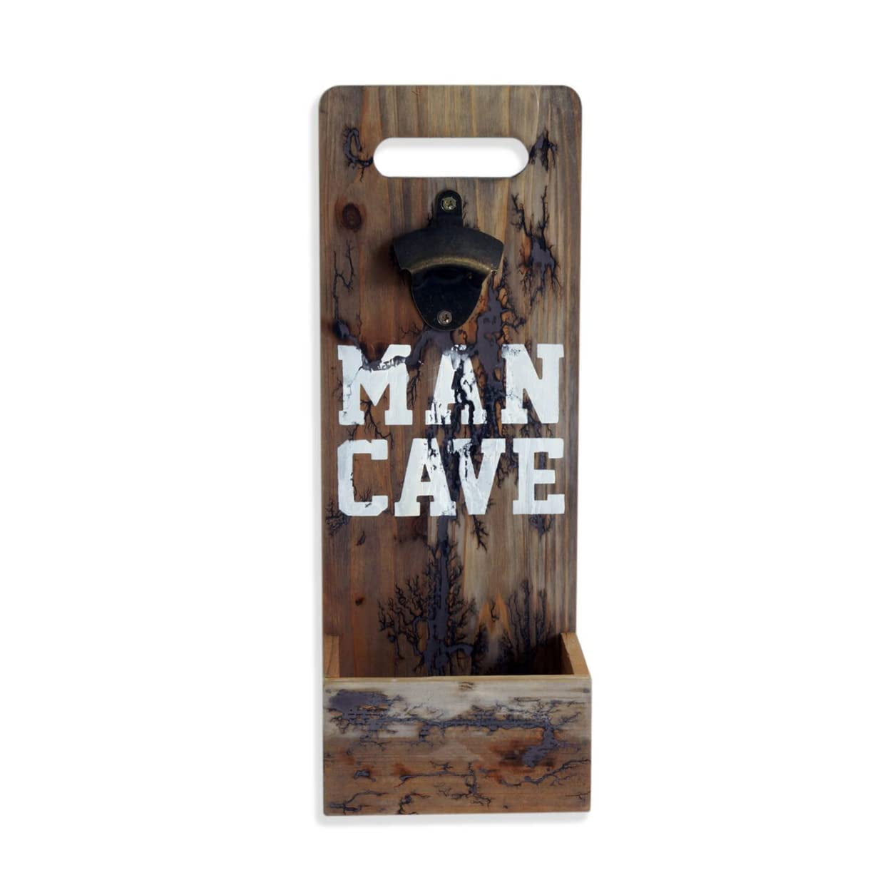 Tx Usa Corporation - Abridor De Tapas Para Botellas De Cerveza Man Cave Con Soporte De Madera