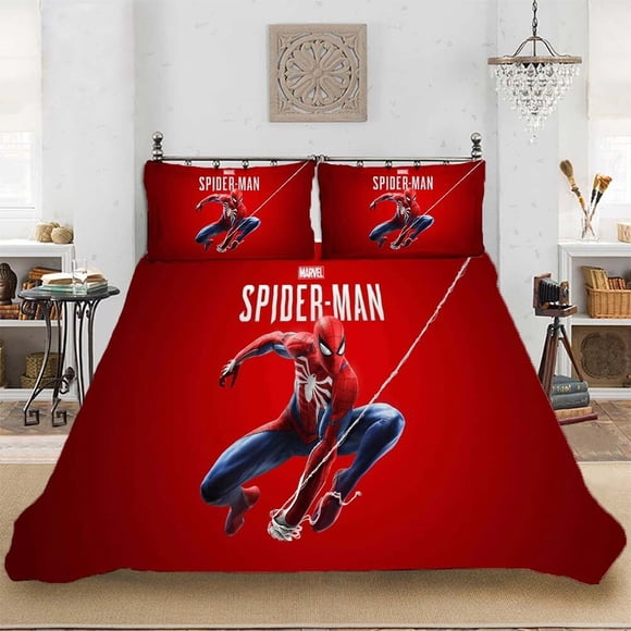 Spider-Man Pulled Him The Silk Quilt Duvet Cover Set Pillow case Print3-Piece Bedding Set (1 Duvet Cover + 2 Pillow Shams)