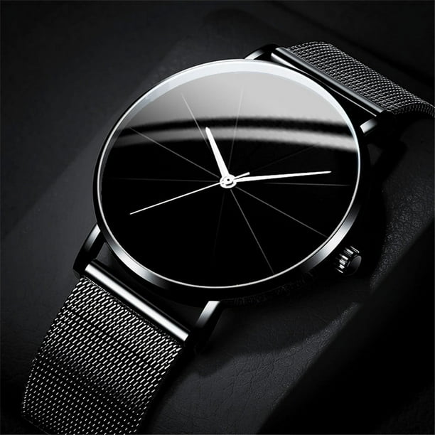 Stylish Round Quartz Watch with Geo Dial Analog Mesh Strap - Perfect for Men and Women!