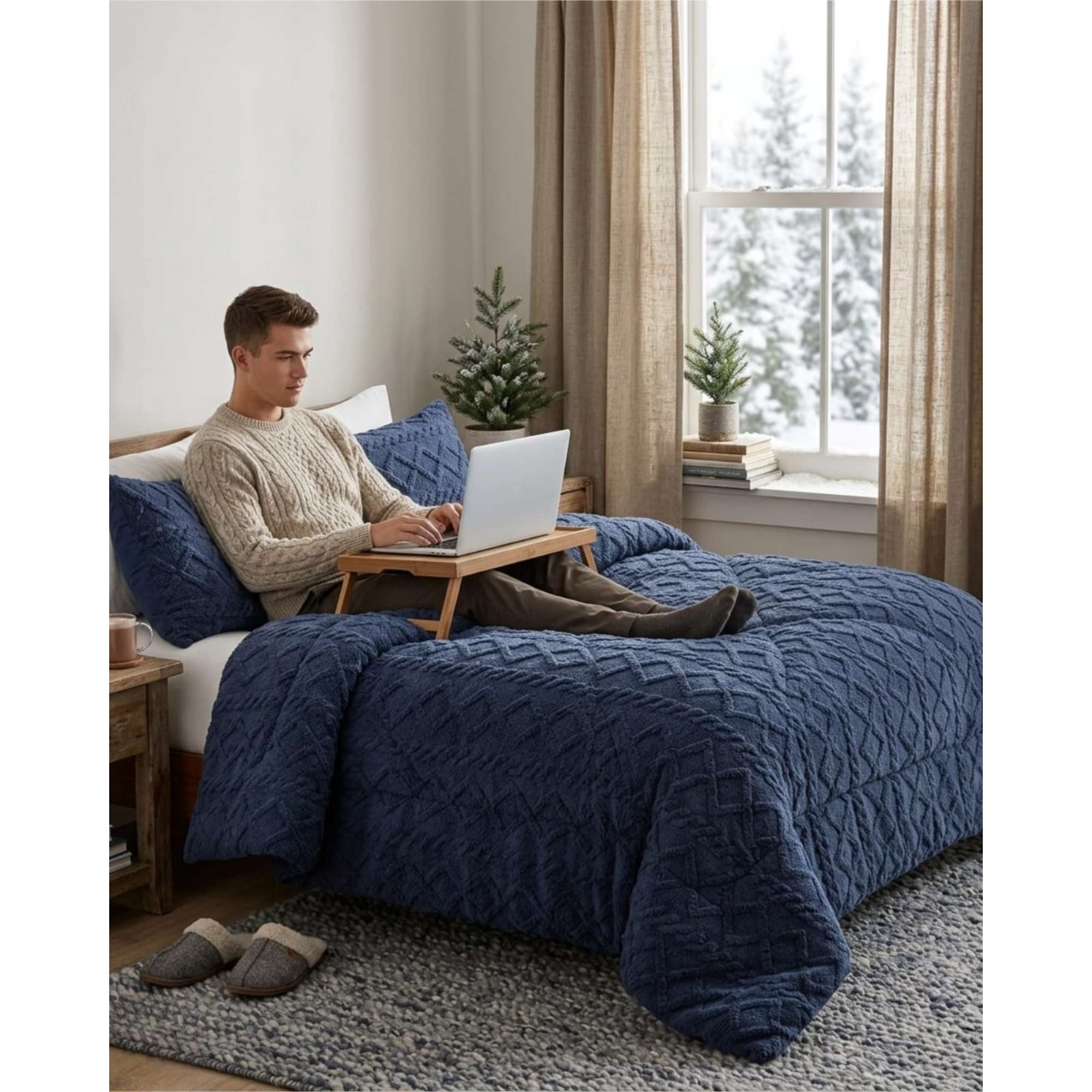 Todo Para El Hogar - Plumón Térmico Trenzas De Terciopelo King