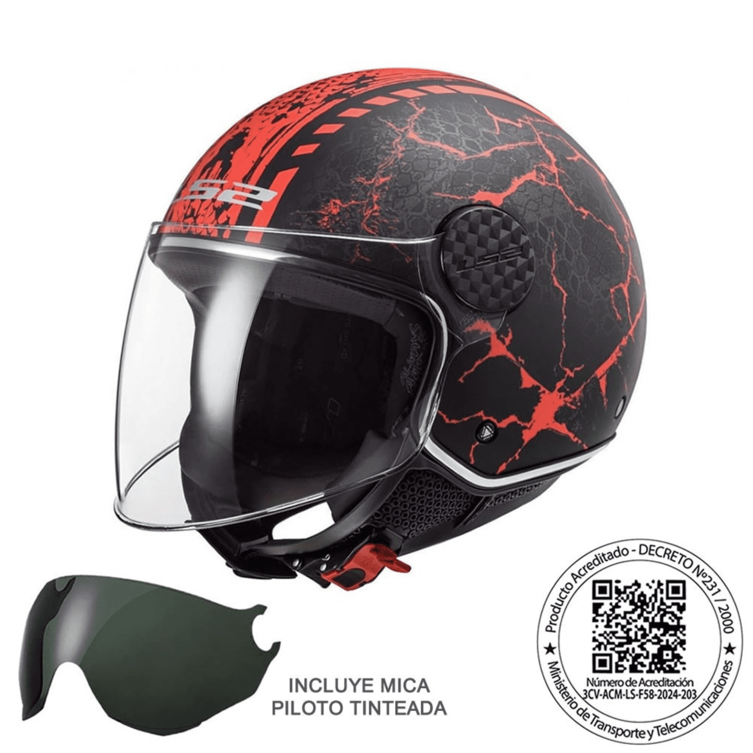 Casco Ls2 Matt Black Red Talla M