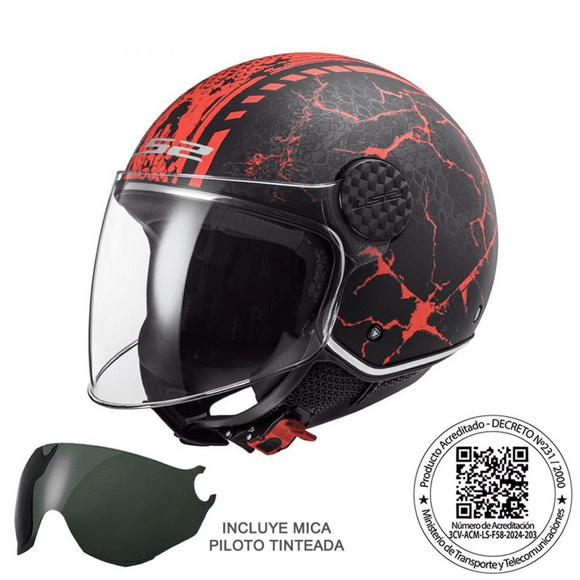 Casco LS2 Matt Black Red Talla M