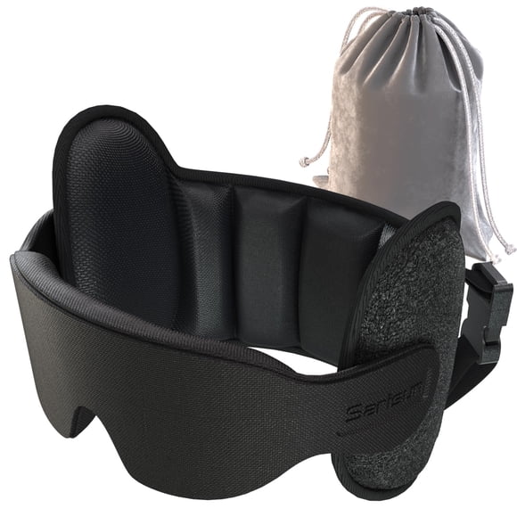Almohada de viaje SARISUN con correa para cabeza de avión en forma de U negra