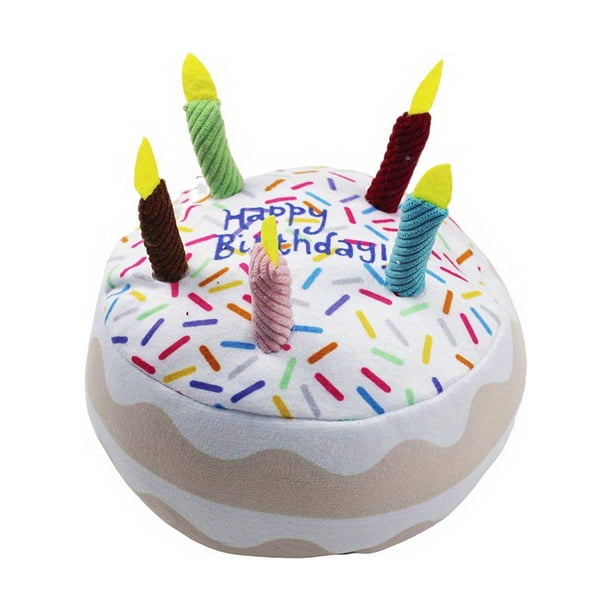 Plush Pet Toy, Birthday Cake Design Dog Chew Toy, Interactive Dog Squeaky Toys, Pet Toys