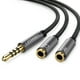 thumbnail image 1 of Cable De Audio Splitter M/2h Estereo Jack 4 Polos 3.5mm/2jack 3.5mm (Soporta Microfono) 20cm Negro, 1 of 3