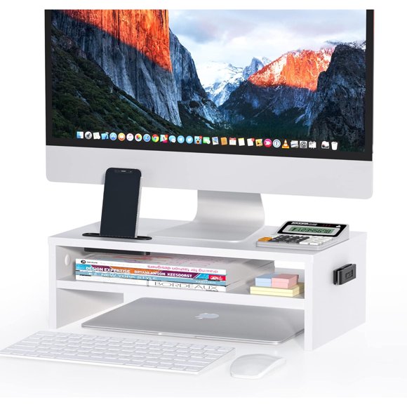 Soporte de Monitor de Madera BONTEC 2 Niveles Blanco 14,2 cm