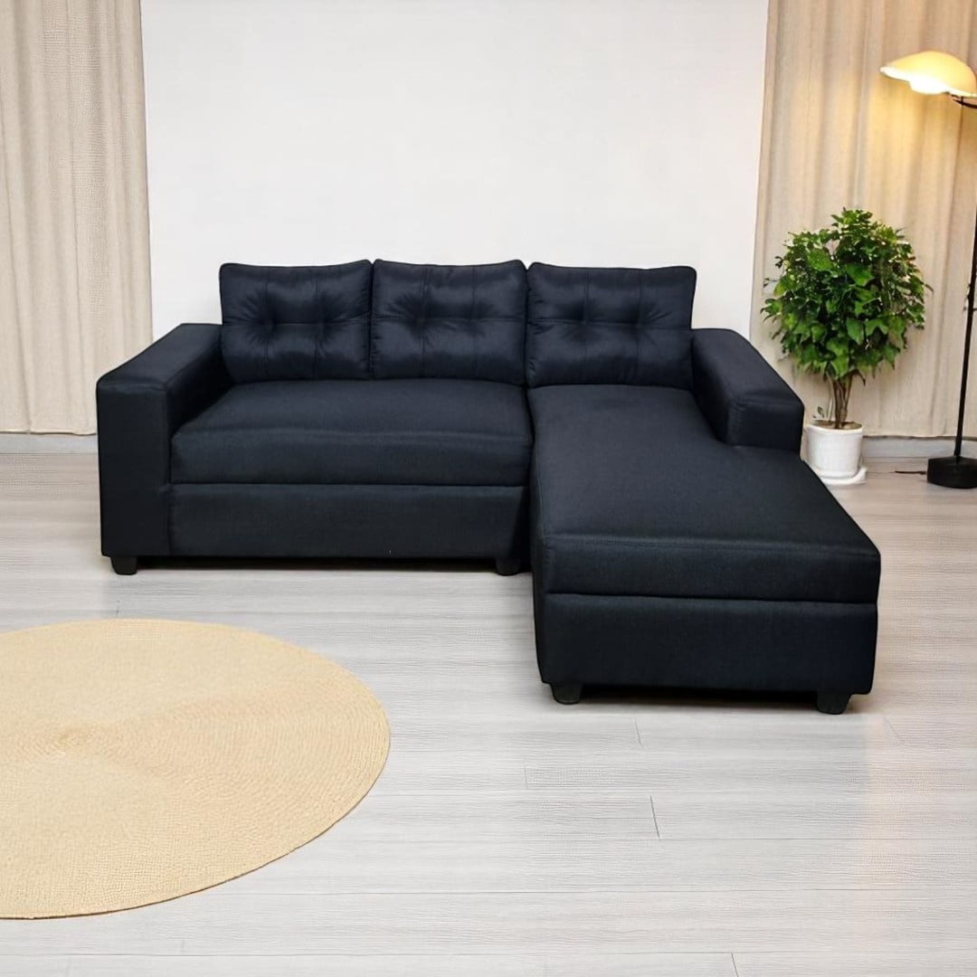 Diseños Valestrini - Sofa Seccional Kristina Lino Negro Divan Derecho