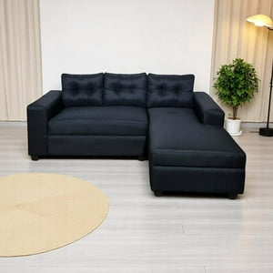 Diseños Valestrini - Sofa Seccional Kristina Lino Negro Divan Derecho