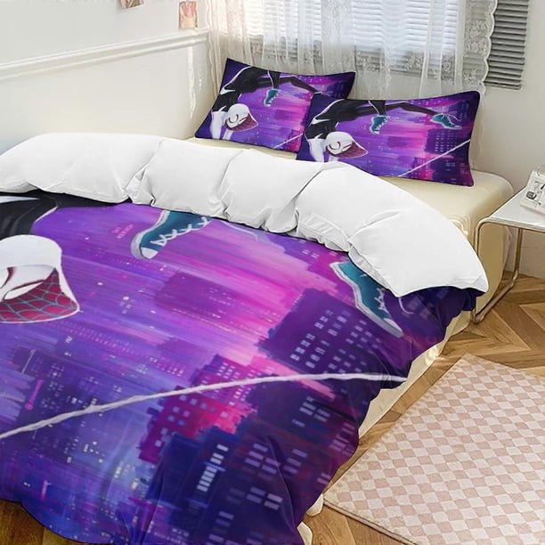 Juego de ropa de cama de microfibra con funda nórdica de plumas de Miles Morales,
