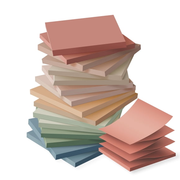 Notas adhesivas desplegables Kozerite de 7,6 x 7,6 cm, colores vintage (paquete de 16 unidades)