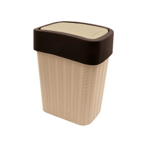 Genérico - Tacho De Basura Ratan Vaiven Slim 40Lt Beige