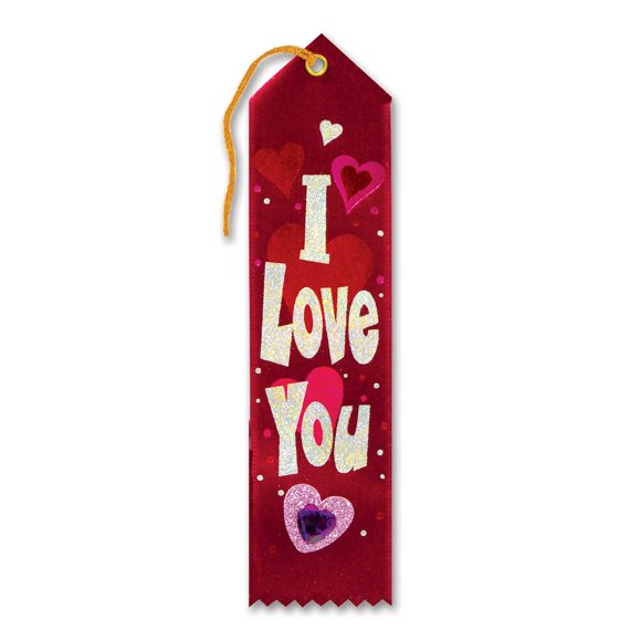 Listón con joyas I Love You Beistle, 2 cm x 8 cm, 6 por paquete