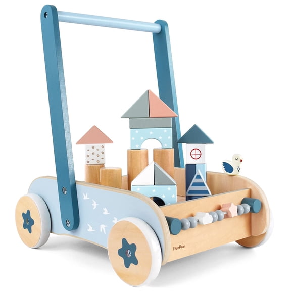 Baby Walker Pair Pair con descansos, juguetes de madera para empujar