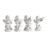Bothyi - 4 Miniesculturas Musicales De Resina De Querubines Para Bar, Figuras De Angelitos