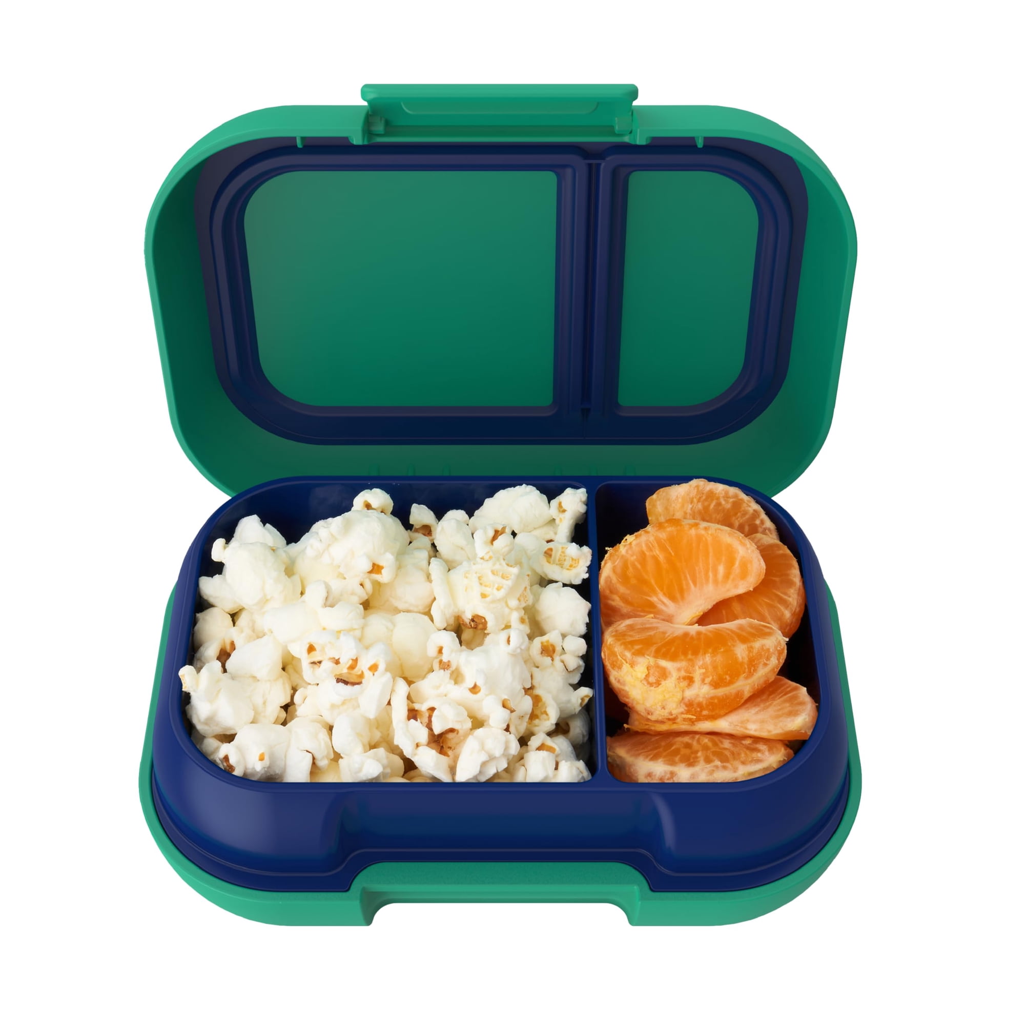 Bento Box Bentgo Kids Snack 350 Ml, 2 Compartimentos, Color Verde Y Azul Marino