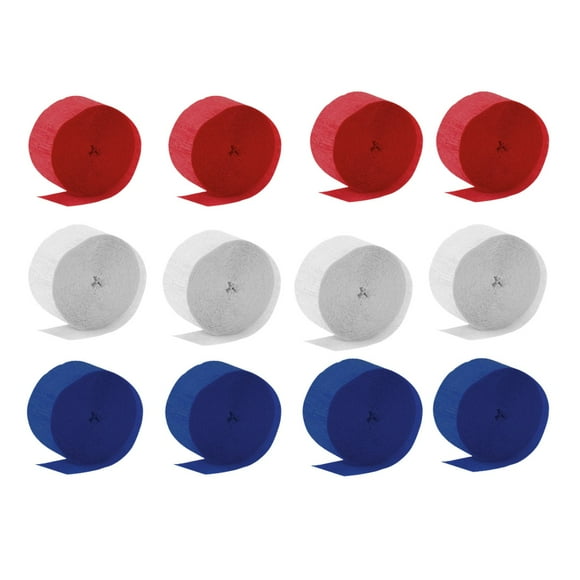 Feston Papel 3cm 8 Metros Blanco Rojo Azul 12 Pzas