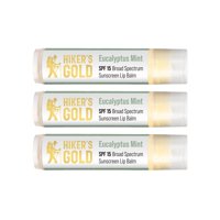 Bálsamo Labial Con Protección Solar Hiker'S Gold Spf 15, Eucalipto Y Menta, Paquete De 3