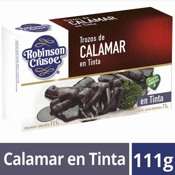 Calamar en Trozo En Tinta Lata, Drenado 73 g - Neto 111 g